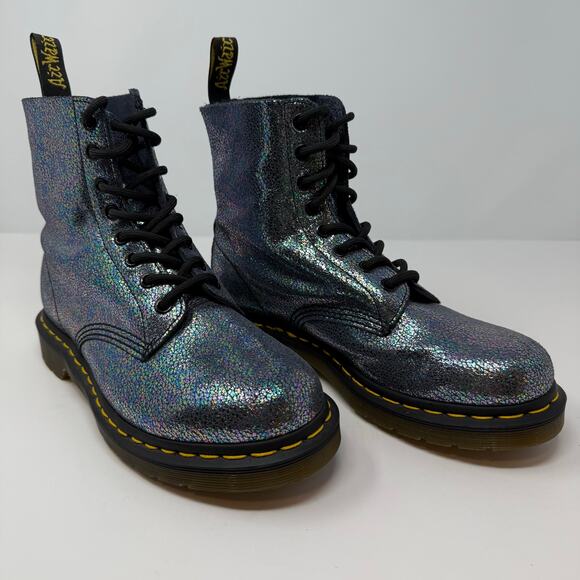 Dr Martens Boots Women's 7 Gray Metallic Iridescent Pascal AW004 SK06S - Picture 10 of 14